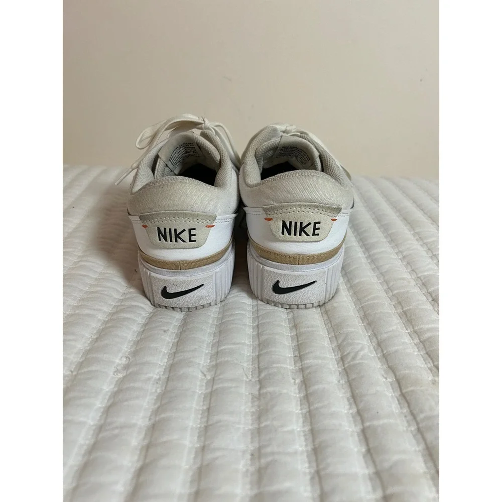 Nike Court Legacy Lift White Black Gold‎ Leather Sneakers Women US 9.5